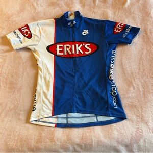 Champ-sys Erik’s cycling jersey white and blue size M half zip lightweight